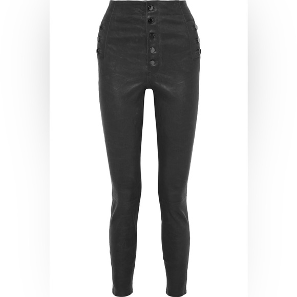 JBrand Natasha sky high super skinny leather pants in dark platinum.